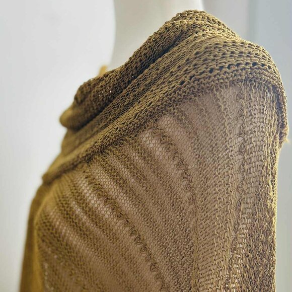 Sarah Pacini Verdant Dijon Linen-Blend Open-Work Asymmetric Knit Sweater – OS - Picture 10 of 13